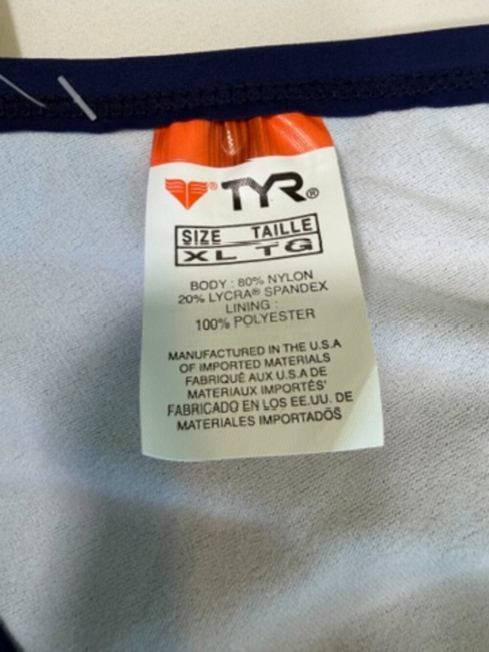 TYR Solid Durafast One Diamondback Navy Blue Workout Bikini Swimsuit XL NWT - Picture 6 of 12